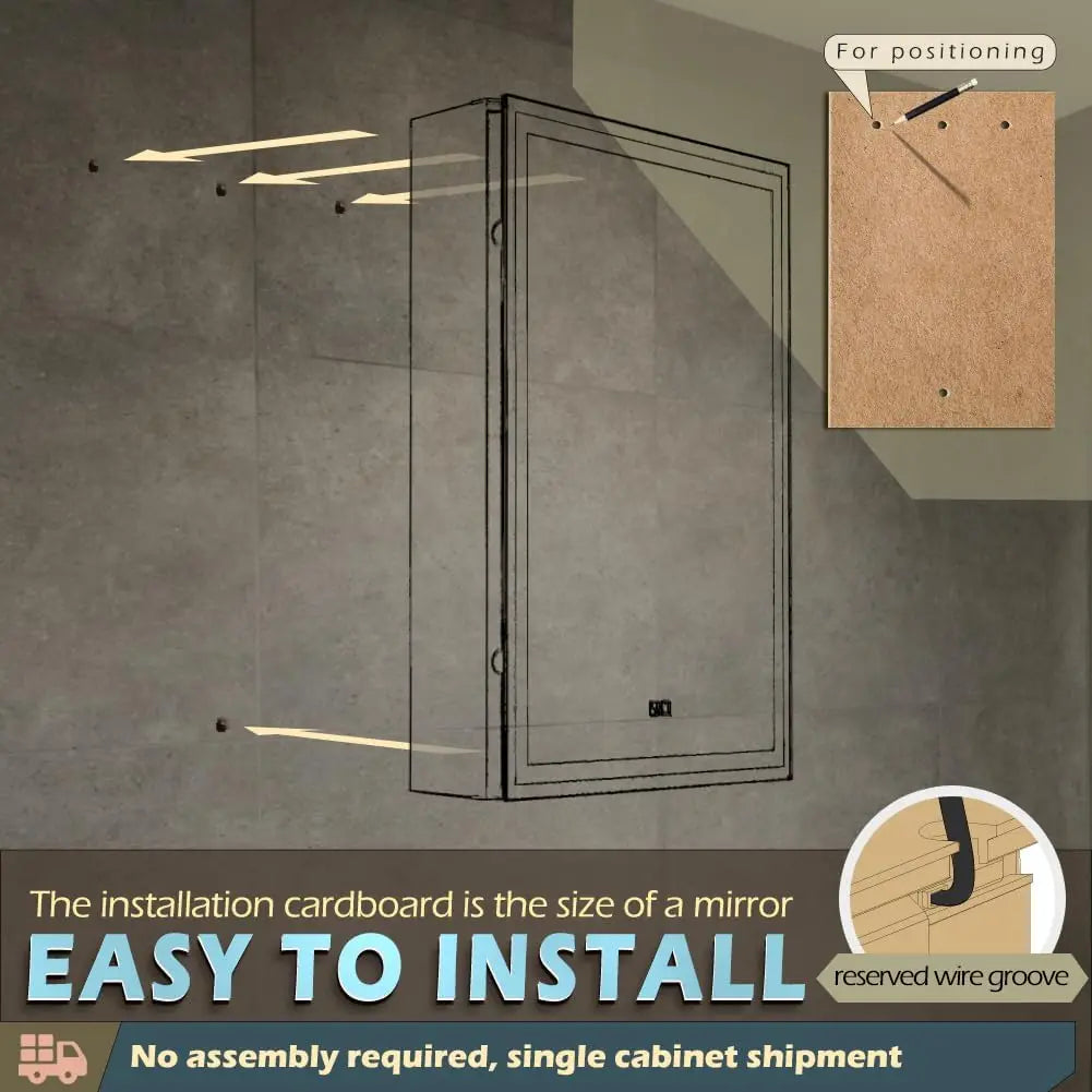 KWW 20 x 28 Inch LED Lighted Bathroom