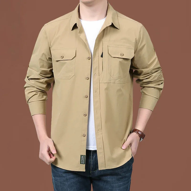Plain Shirt New Spring Autumn Men's Cargo Hiking