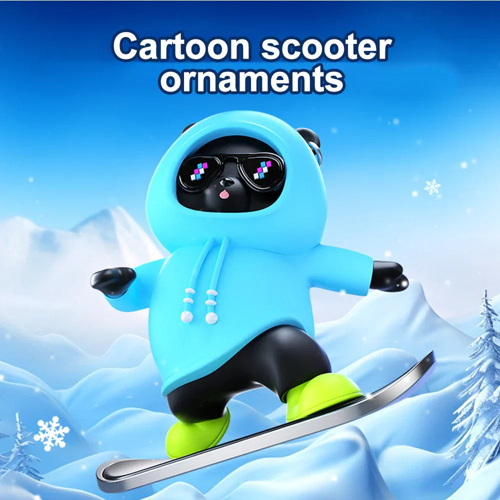 Creative Car Ornament Funny Cartoon skateboarding Bear Removable