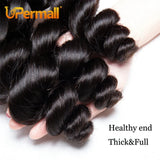 Upermall 3/4 Loose Wave Bundles with Closure Brazilian