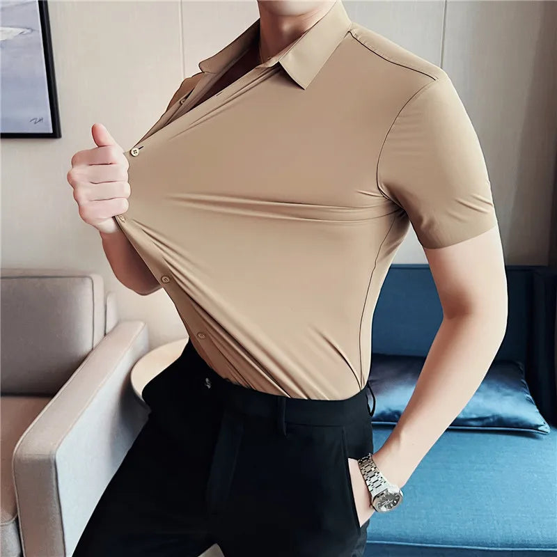 Men Short sleeve Shirt 2023 Summer New Thin