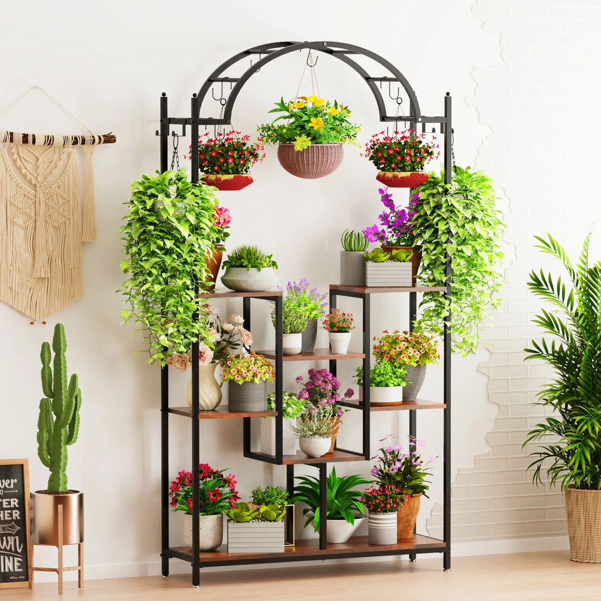 5-Tier Tall Indoor Plant Stand, 74.8'' Arched Metal