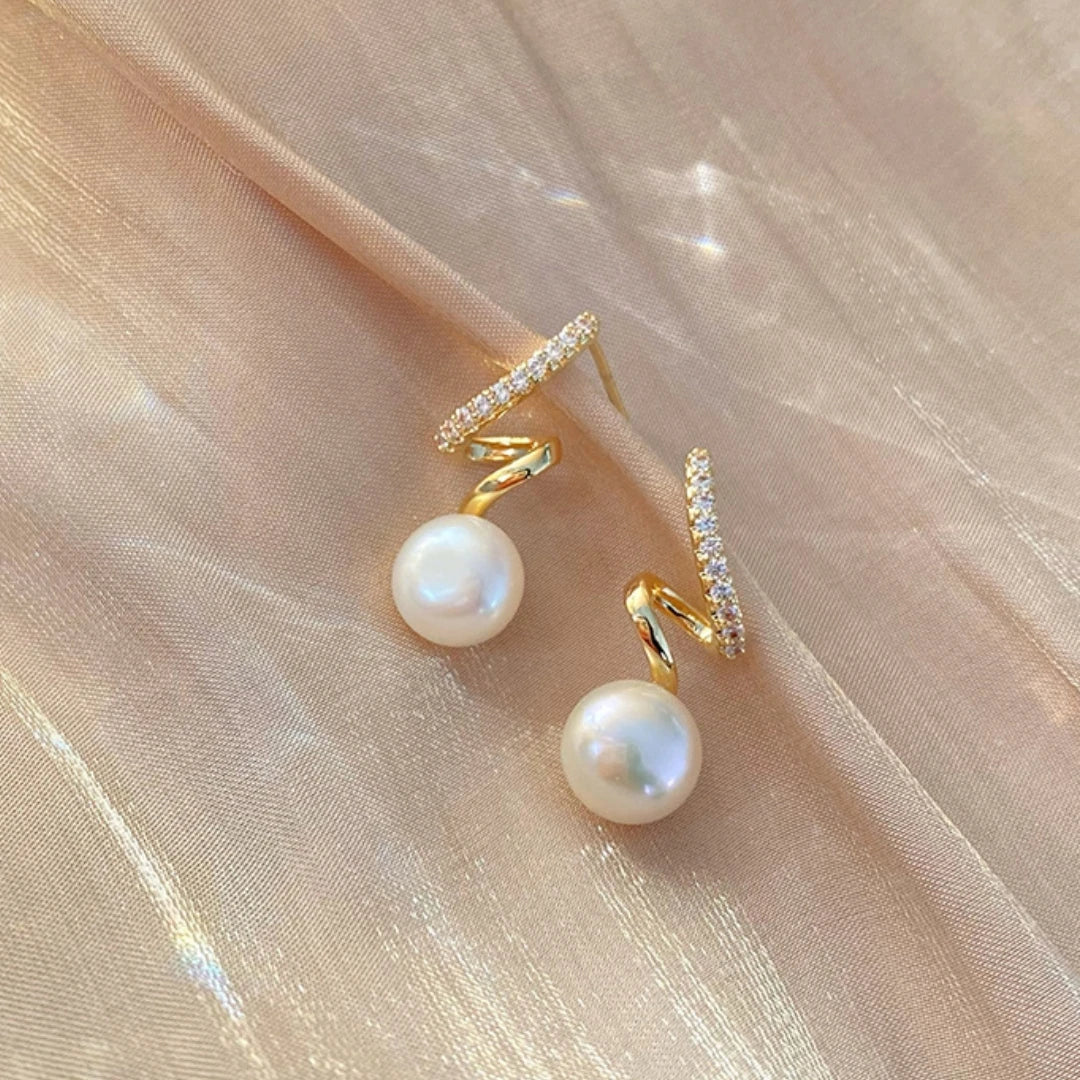 Elegant Pearl Earrings For Women Girls Glossy Rhinestone