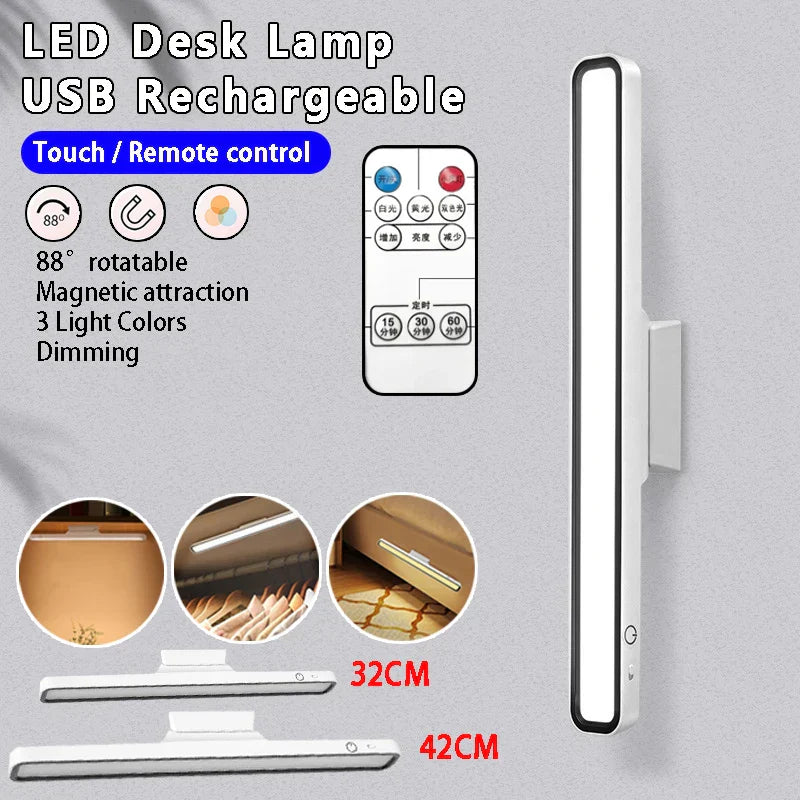 LED Reading Desk Lamp USB Rechargeable Light Stepless