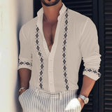 2023 Fashion Button Turn-down Collar Office Blouse Men