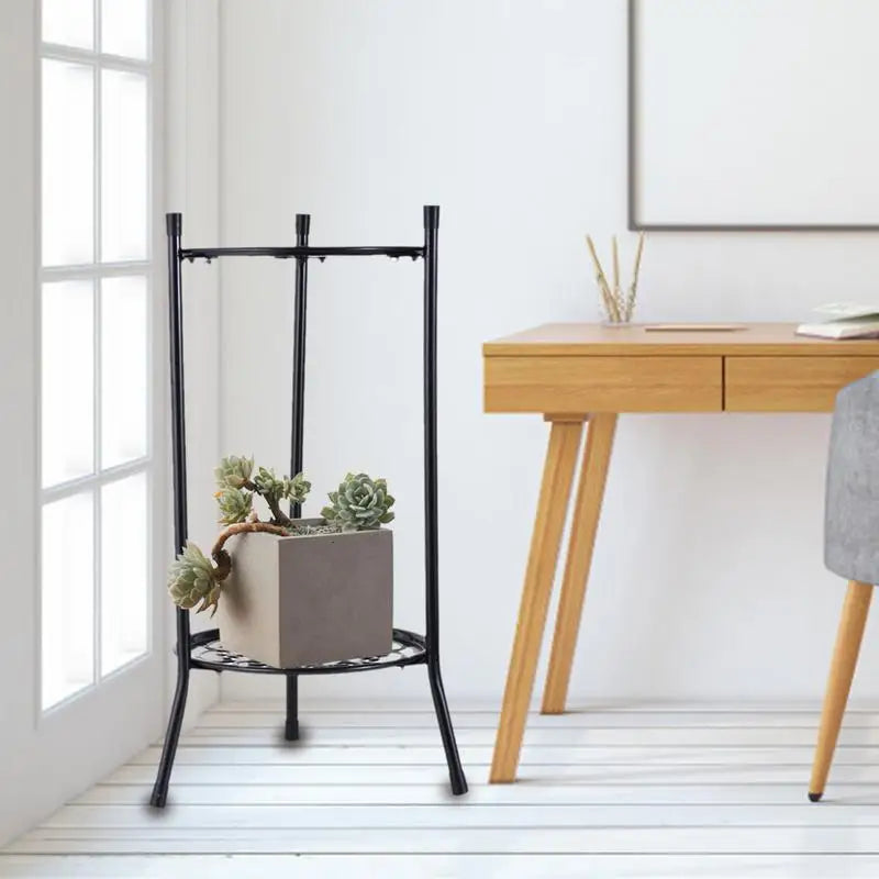2-Tiered Tall Plant Stand Metal Plant Shelf Supports