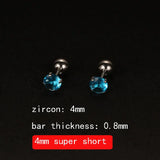 2PCS 4mm Short Ear Studs Earring Outside Upper