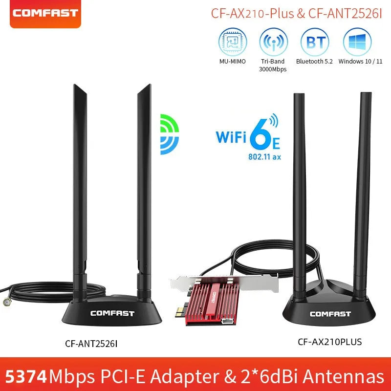 5374Mbps WiFi 6E Adapter wireless PCI-E Bluetooth 5.2