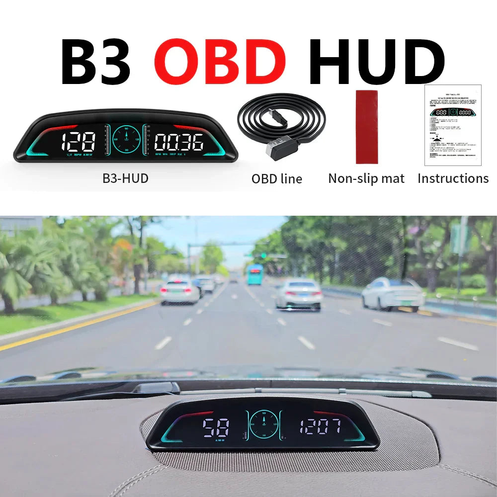 B3 G3 GPS/OBD Car HUD Display - Speedometer, RPM, Water Temp, Overspeed Alarm