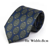 Vintage Floral Geometric Print Necktie Unique Style Mens