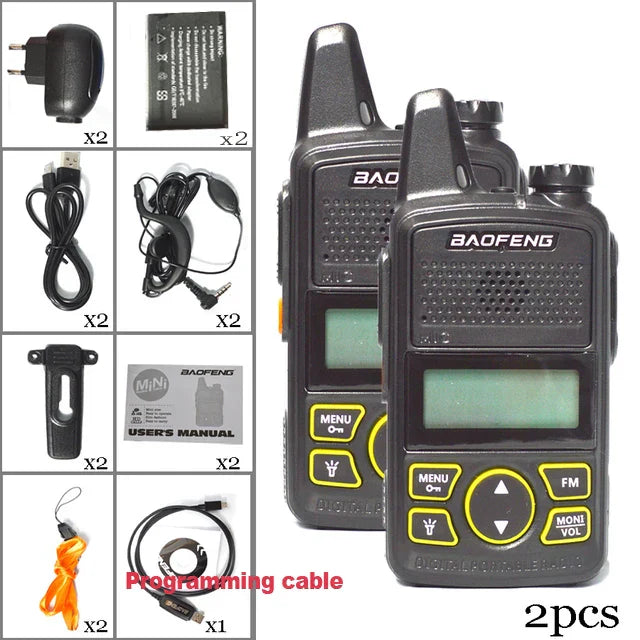 2pcs Baofeng BF T1 Mini Walkie Talkie Ham