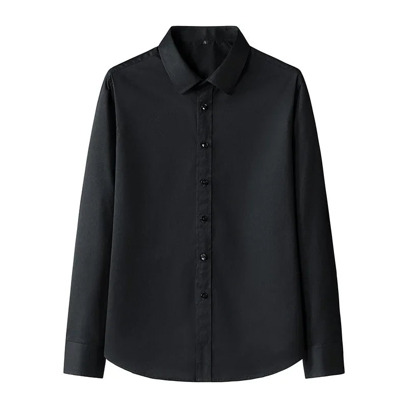 New Solid Color Men's Long-sleeved Shirt Business Casual