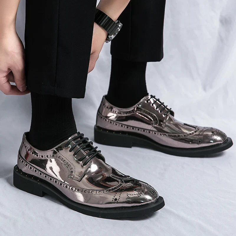 2023 Men's Casual Leather Brogues – Formal Oxford Shoes, Large Size 46