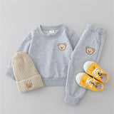 2pcs Baby Spring Fashion Simple Embroidered Bear Head