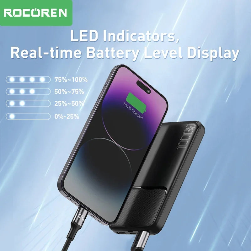 Rocoren Power Bank 10000mAh Portable Charger External Battery