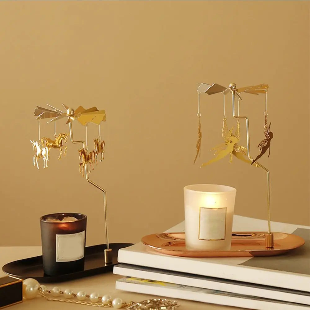Gold Romantic Rotating Spinning Candle Holder Wedding Party