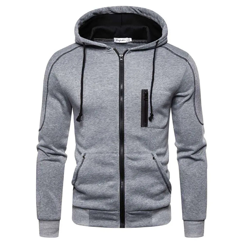 Men's Zip Up Jackets Color Matching Casual Hoodies