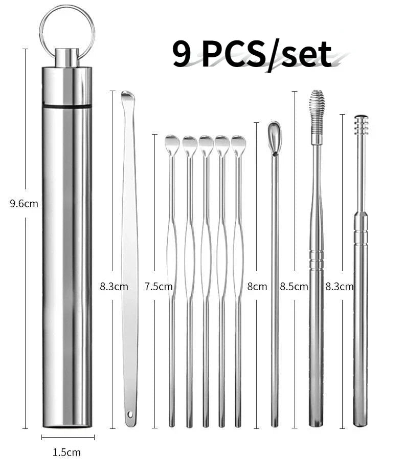 6PCS Stainless Steel Earpick Ear Cleaner Spoon Wax