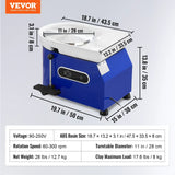 VEVOR 11in Pottery Wheel Ceramic Forming Machine Adjustable