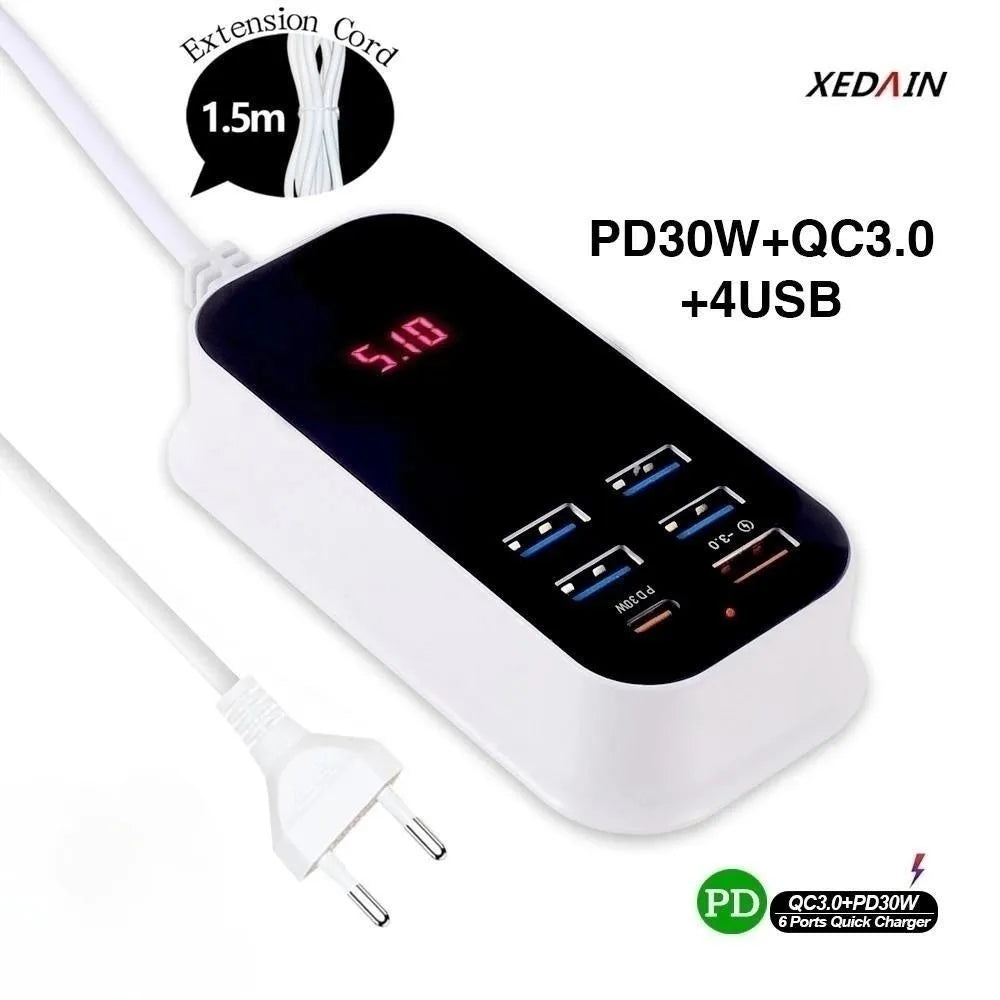 Multiple USB Charger PD 30W Type C Fast