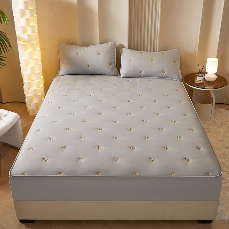 Super Thick Mattress Cover Quilted Embroidered Bed Cover