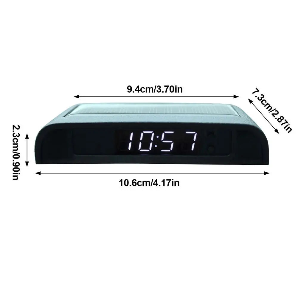 Car Clock Auto Internal Stick-On Digital Watch Solar Powered 24-Hour Car Clock With Builtin Battery Car Electronic Accessories