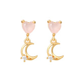 New Ins Pink Heart Zircon Stud Earring For