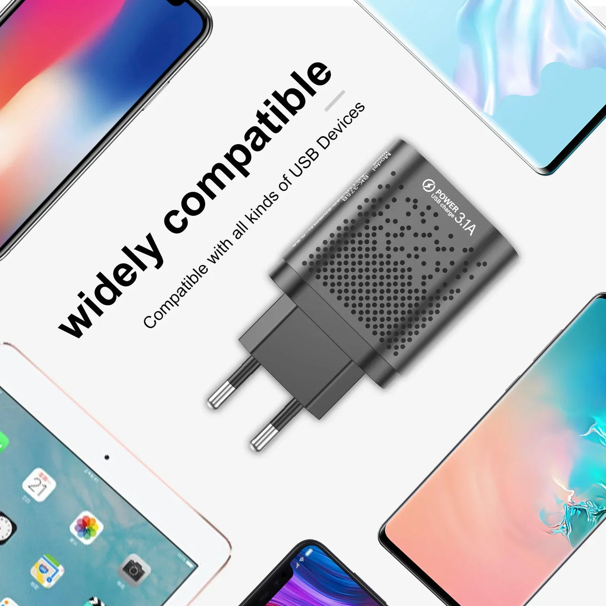 3.1A USB Charger Mobile Phone Adapter 4 Ports