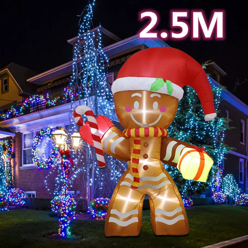 2.5M Inflatable Christmas Decorations Giant Gingerbread Man Xmas