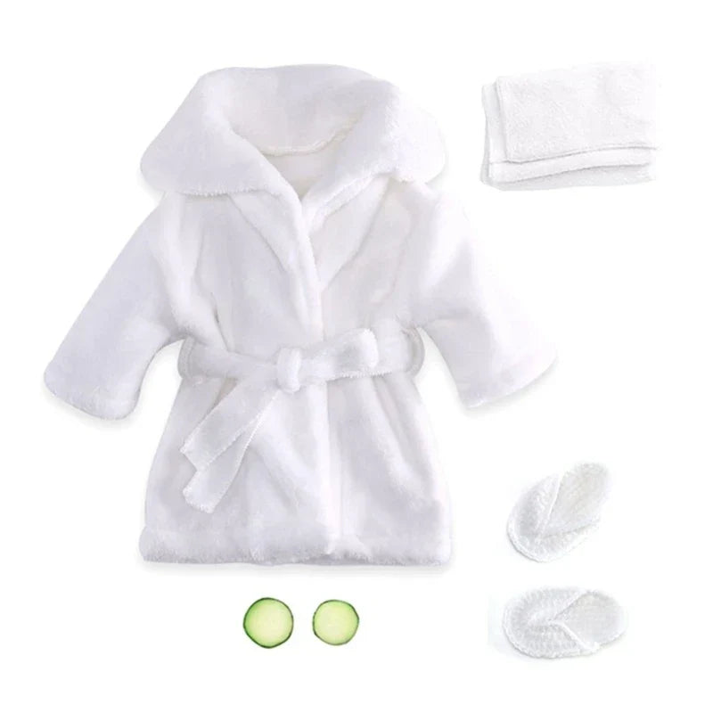 Baby Photo Shooting  Accessories Bath Robe Headwrap Plush Bathrobe Towel Infant Costume Photostudio Posing Suit Newborns Shower