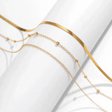 Salircon Minimalist multi-layer metal flat snake chain belly