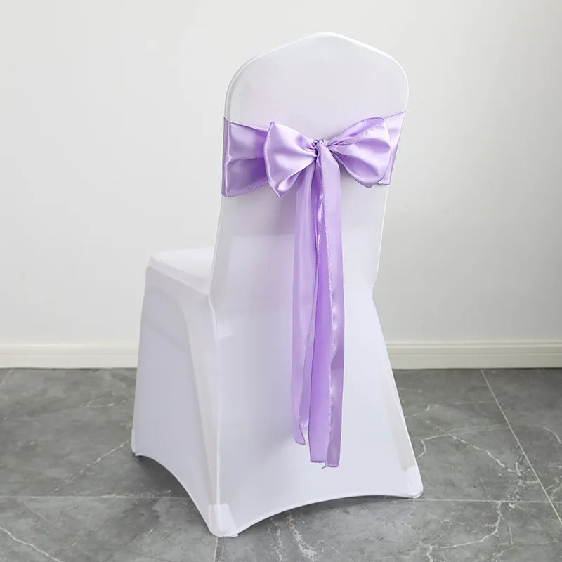 10PCS 17x275cm Sage Green Satin Chair Sashes Bows