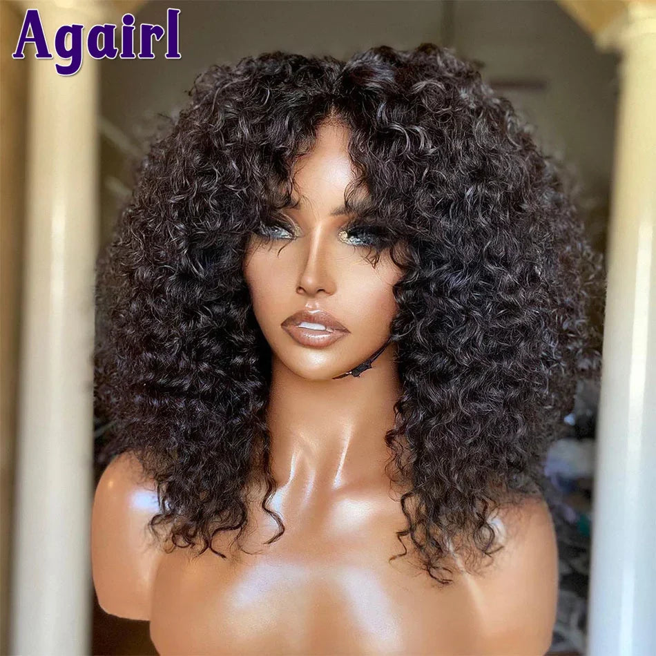 Orange Brown 13x6 Deep Curly Short Bob Human