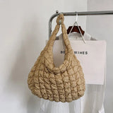 Quilted Padded Crossbody Bag for Women Pleated Bubbles