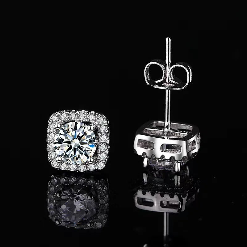 925 Sterling Silver 1-2 Carat Moissanite Stud Earrings