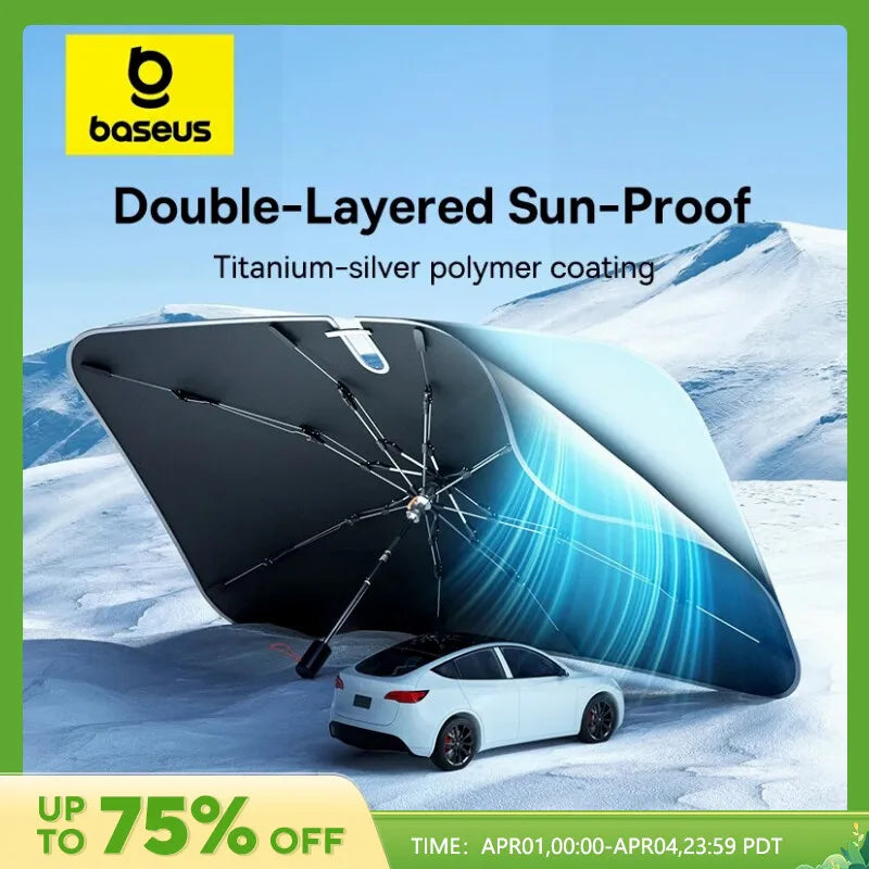 Baseus Car Windshield Double-Layered Sun Shade Foldable Handle Car Sun Shade Umbrella Cover UV Protection Window Sun for Auto