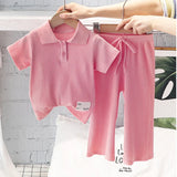 Girls Summer Clothing Suit Children Short-Sleeved Polo Shirt