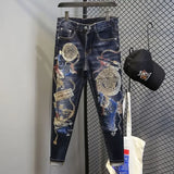 Tapered Graphic Jeans for Men with Print Hip