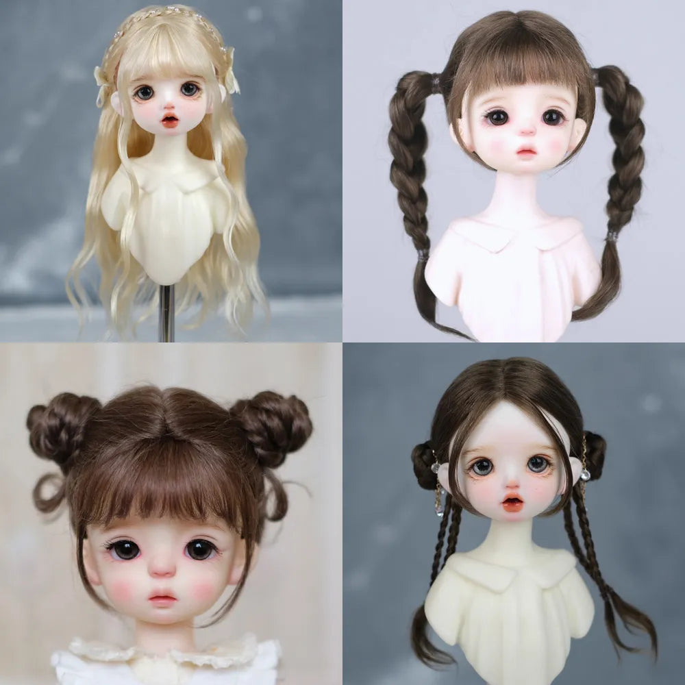 30cm Doll Wig Bangs Ponytail Curly Soft Mohair