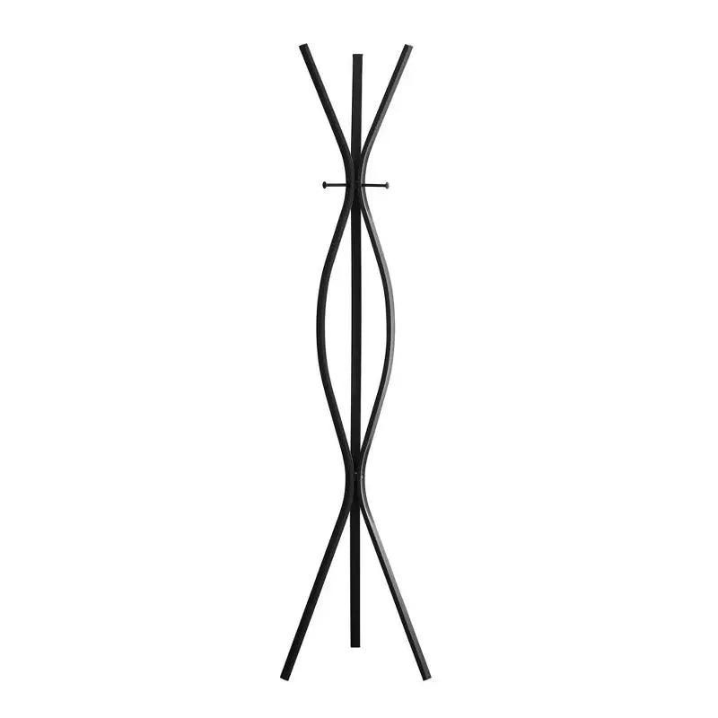 Sleek Black 72" Contemporary Metal Coat Rack
