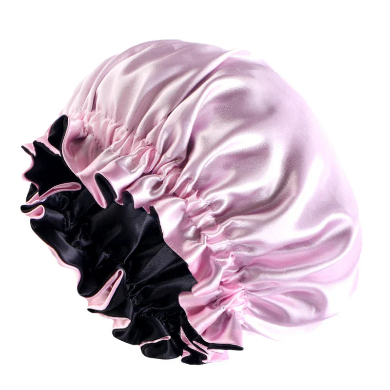 New Women Reversible Satin Bonnet Hair Caps Double