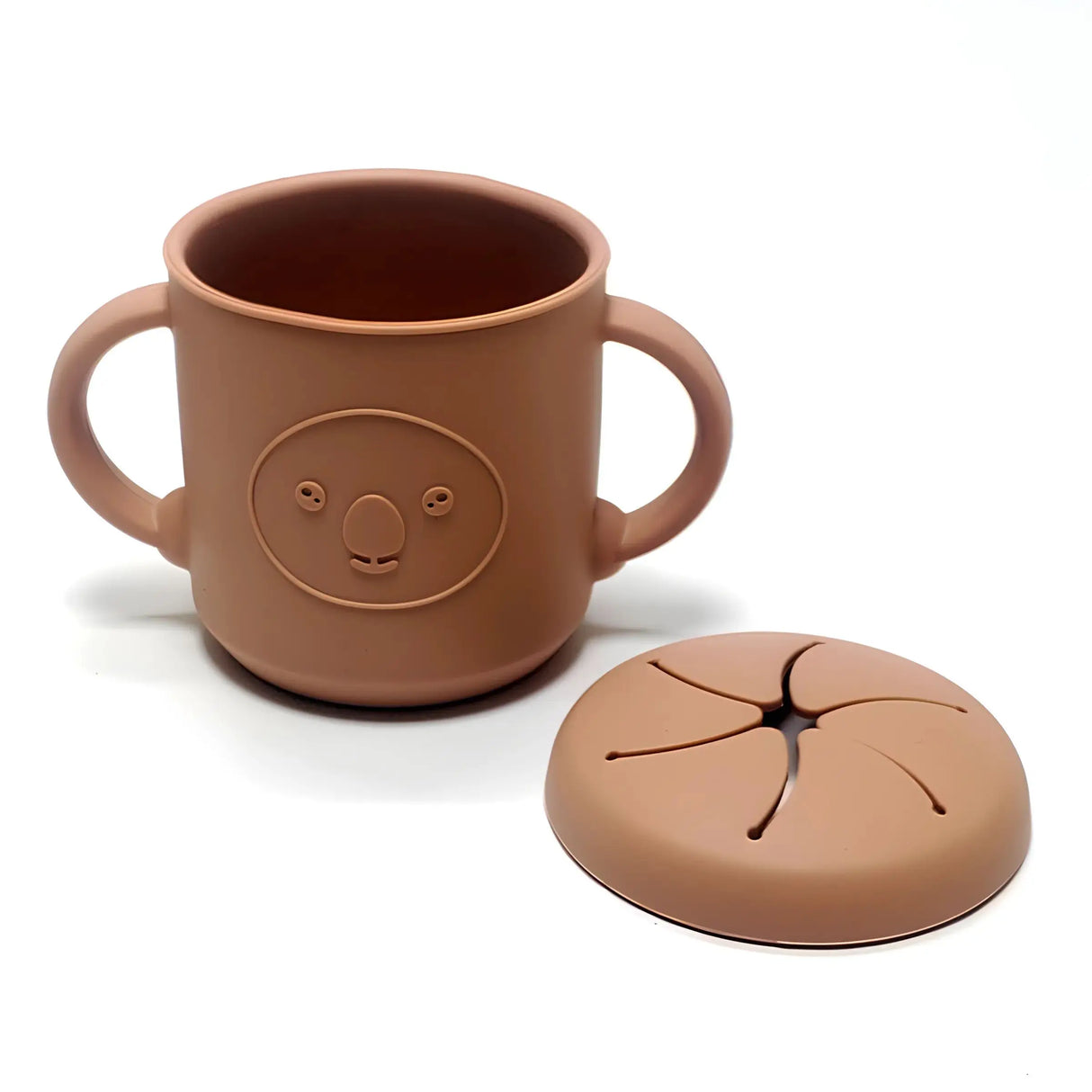 Silicone Snack Cup with Handle Double Ear Petal