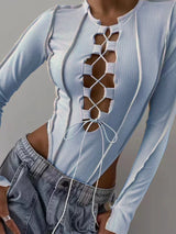 Aro Lora Ribbed Knitted Long Sleeve Tie Up