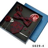 Black Mens Neck Tie Gift Set Bowtie Pocket