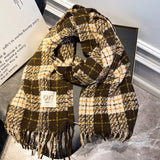 Retro Plaid Cashmere Womens Scarf Winter Thick Warm