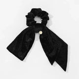 New Vintage Velvet Bow Scrunchie Rabbit Knot Hair