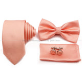 5 Pcs Slim Plaid Tie Set Polyester Pink