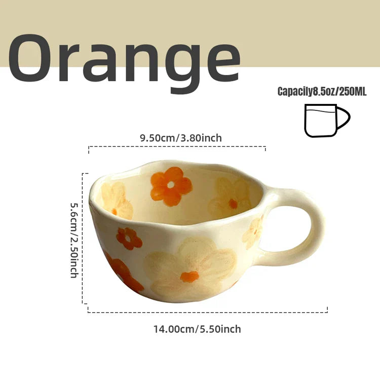 Ceramic Mugs Coffee Cups Hand Pinched Irregular Flower