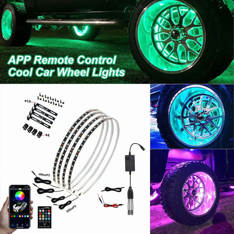 4Pcs 15.5inch Car Wheels Modified LED neon Lights