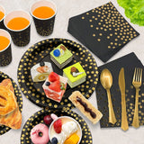 Black and Gold Party Supplies Polka Dot Plate